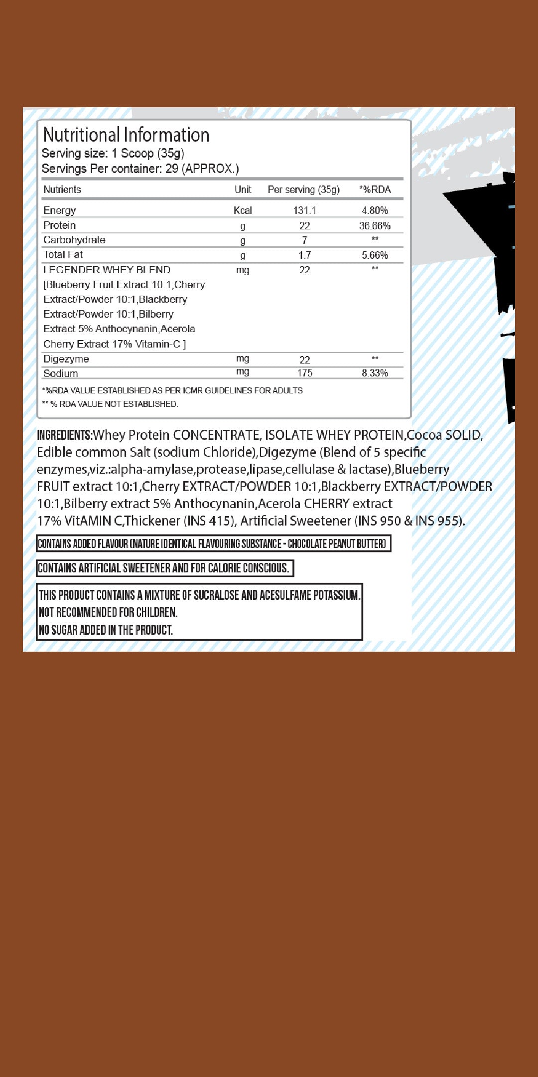 Legender Whey 1kg - Chocolate Peanut Butter