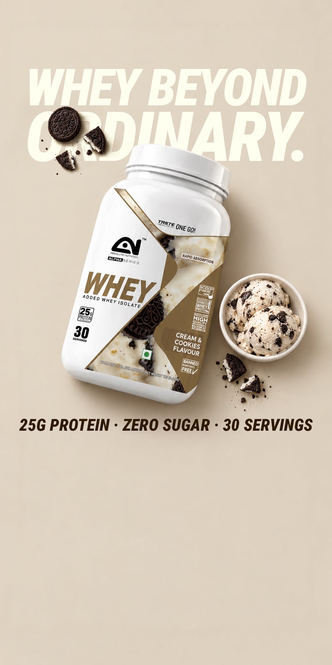 Whey Protein 1 Kg - Cream and Cookies