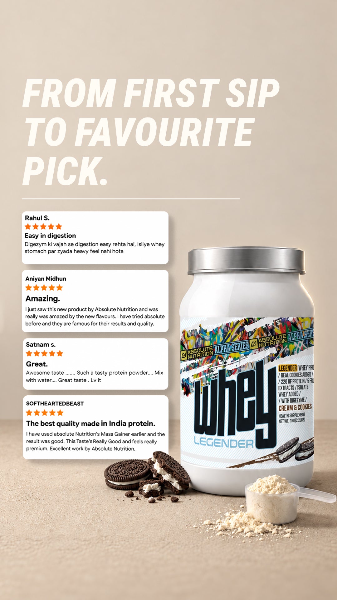 Legender Whey 1kg - Cream & Cookies