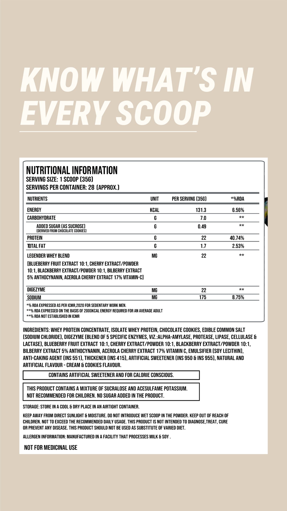 Legender Whey 1kg - Cream & Cookies