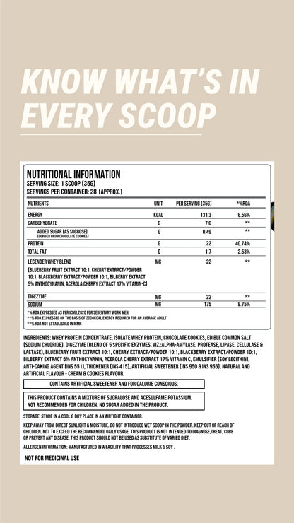 Legender Whey 1kg - Cream & Cookies