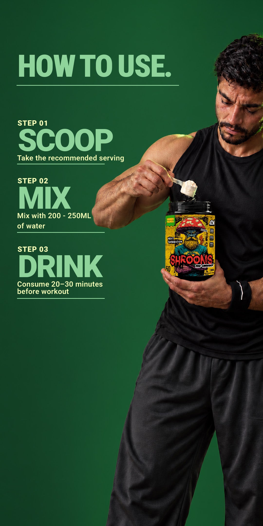 Shrooms Pre Workout - Green Mango