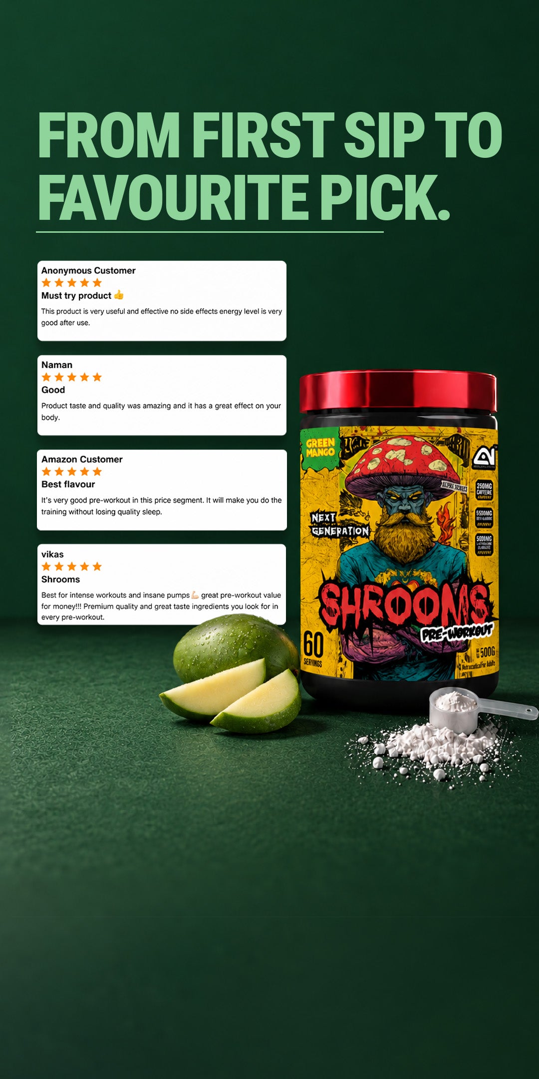 Shrooms Pre Workout - Green Mango