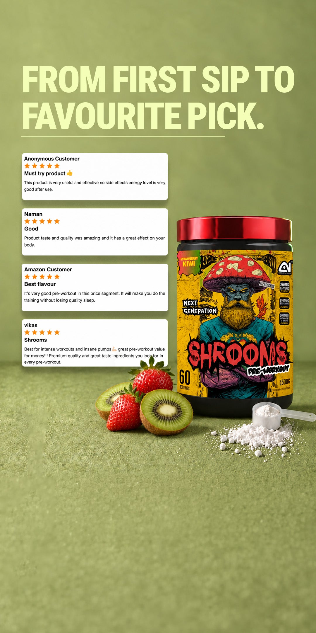 Shrooms Pre Workout - Strawberry Kiwi