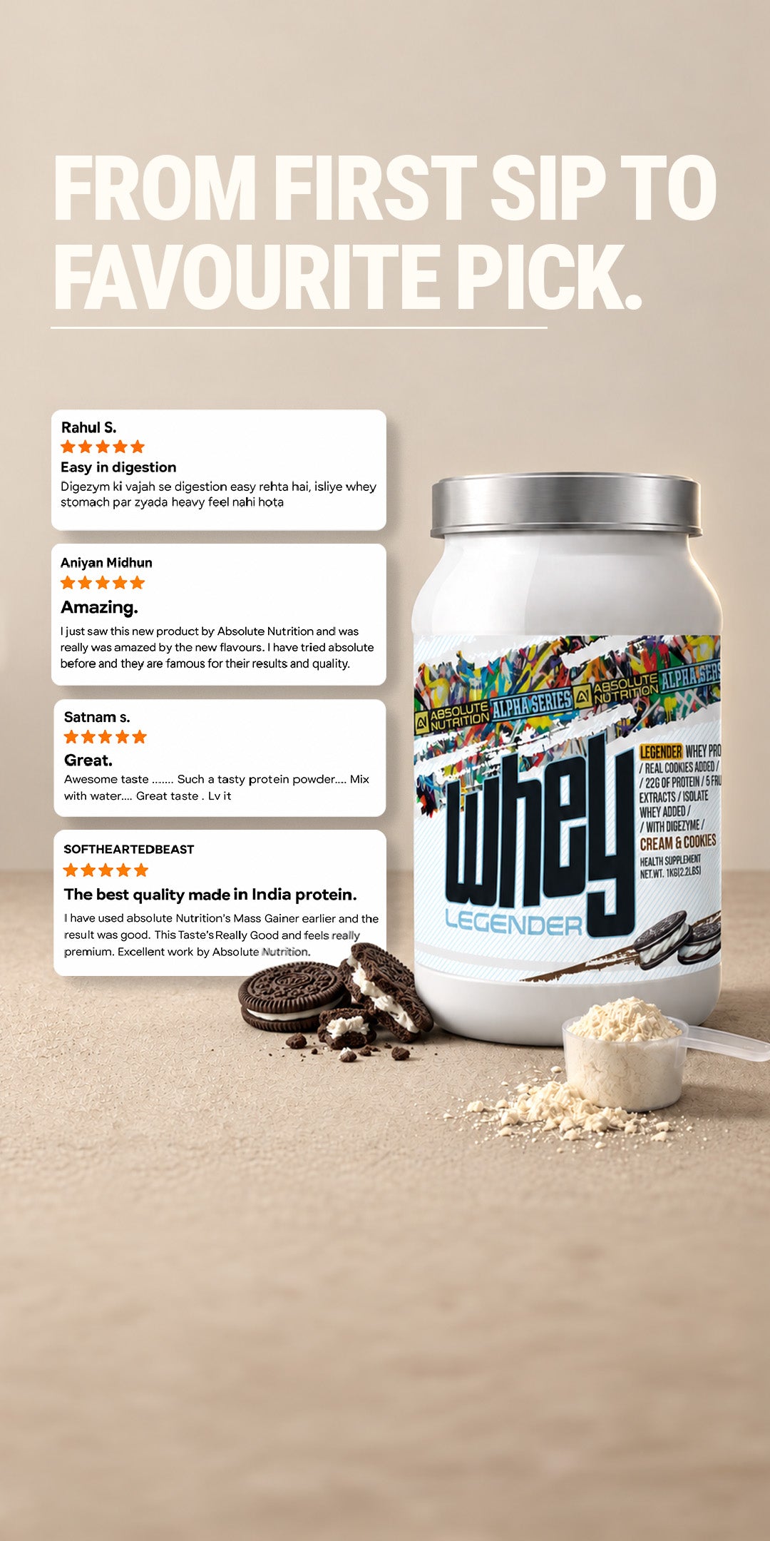 Legender Whey 1kg - Cream & Cookies