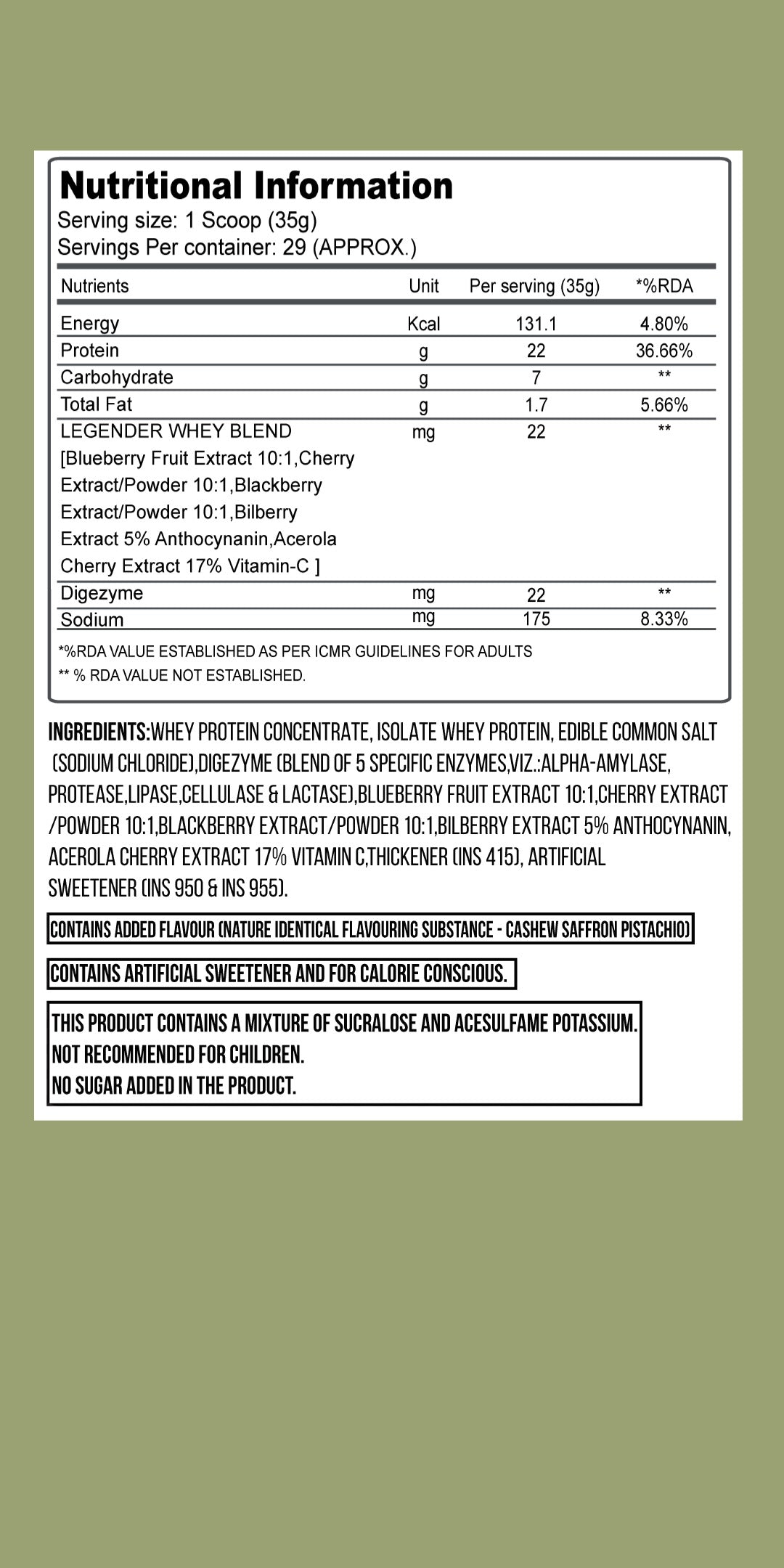 Legender Whey 1kg - Cashew Saffron