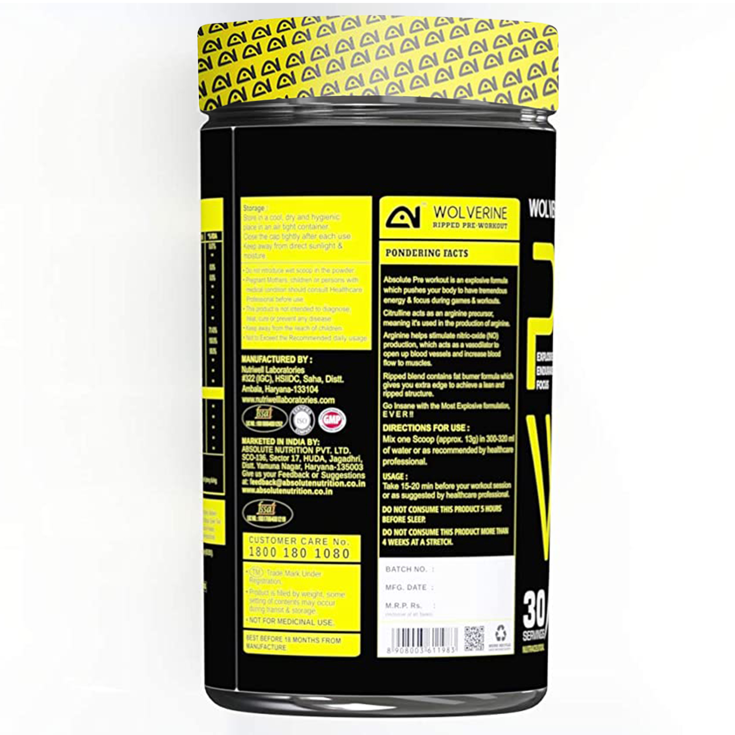 Absolute Nutrition's Pre Workout Ripped Wolverine 400 GMS Absolute